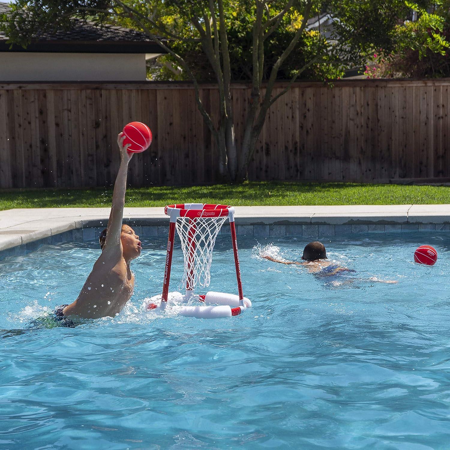 imageGoSports Splash Hoop 360 Floating Pool Basketball Game Choose Red or Blue Includes Hoop 2 Balls and PumpRed Splash Hoop