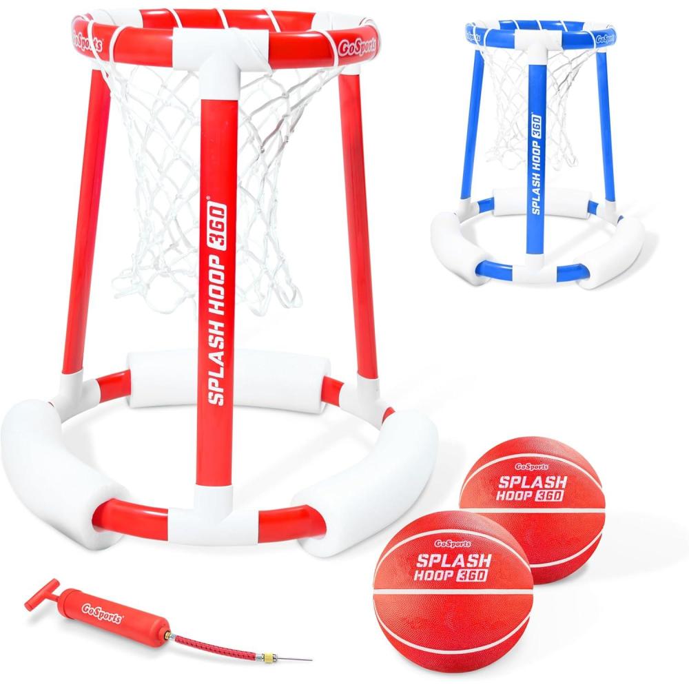 imageGoSports Splash Hoop 360 Floating Pool Basketball Game  Choose Red or Blue  Includes Hoop 2 Balls and PumpRed Splash Hoop