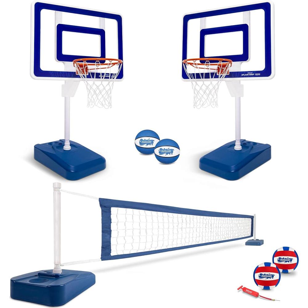 imageGoSports Splash Hoop Elite 2in1 Full Court Pool Basketball ampamp Volleyball Game Set