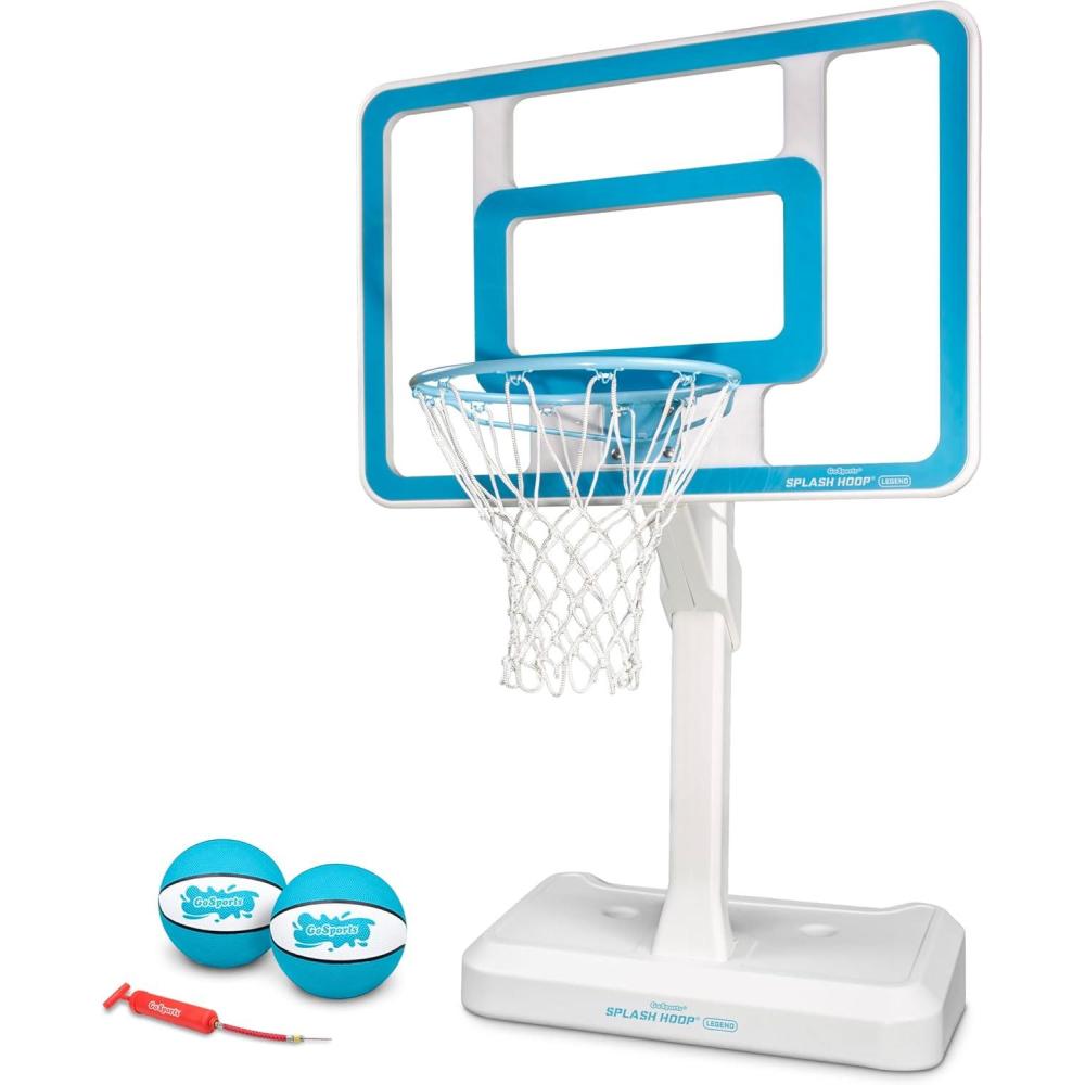 imageGoSports Splash Hoop Legend  Aqua or Black  Pool Basketball Hoop Game with Water Weighted Base Adjustable Height and Regulation Steel RimAqua