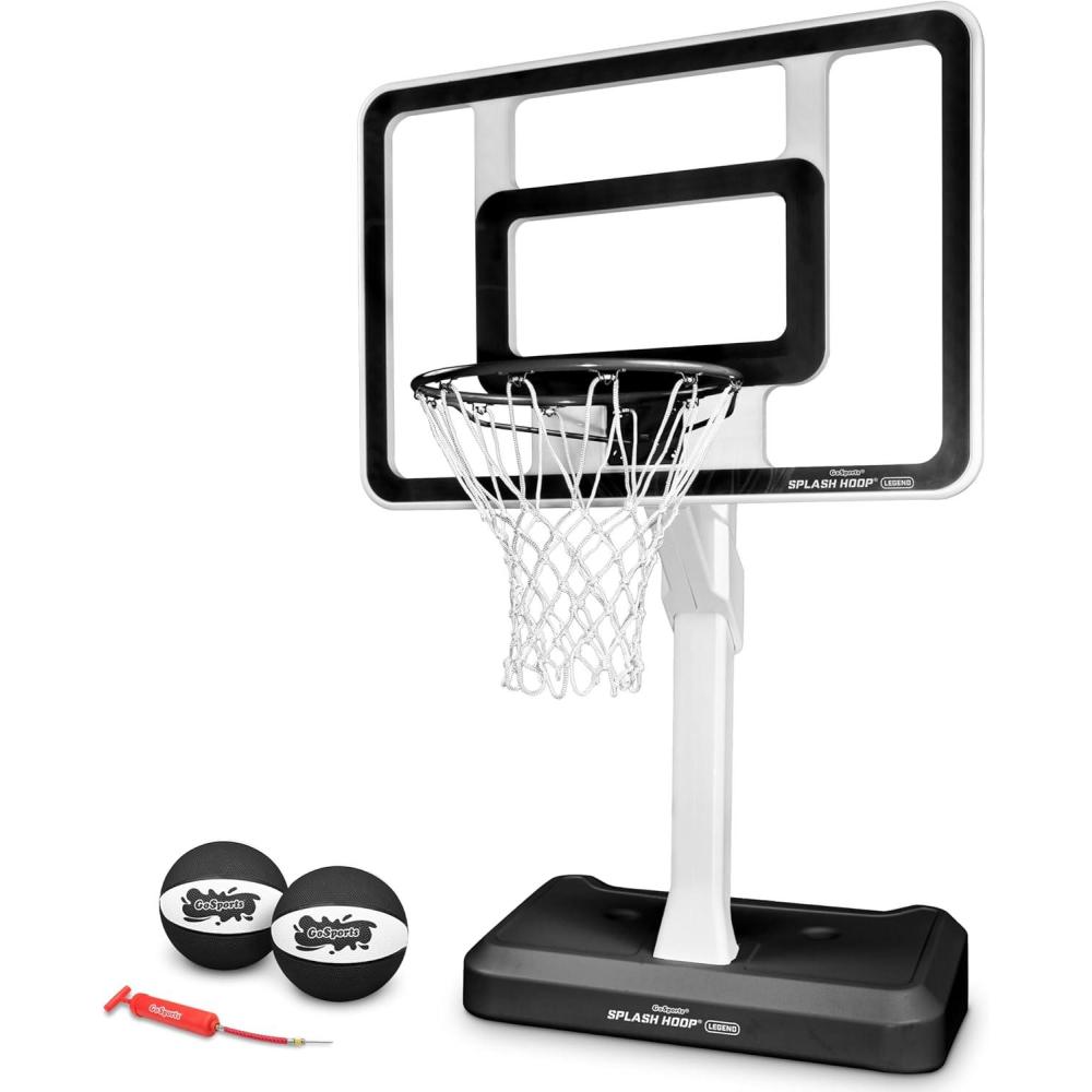 imageGoSports Splash Hoop Legend  Aqua or Black  Pool Basketball Hoop Game with Water Weighted Base Adjustable Height and Regulation Steel RimBlack