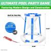 GoSports Splash Hoop 360 Floating Pool Basketball Game – Choose Red or Blue – Includes Hoop, 2 Balls and Pump(Blue Splash Hoop)