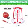 GoSports Splash Hoop 360 Floating Pool Basketball Game – Choose Red or Blue – Includes Hoop, 2 Balls and Pump(Red Splash Hoop)