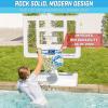 GoSports Splash Hoop Elite – Adjustable Height or Fixed Post – Pool Hoop Basketball Game with Water Weighted Base, Regulation Steel Rim and 2 Pool Basketballs(Elite Adjustable – White)