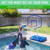 GoSports Splash Hoop Elite – Adjustable Height or Fixed Post – Pool Hoop Basketball Game with Water Weighted Base, Regulation Steel Rim and 2 Pool Basketballs(Elite Fixed – Blue)