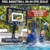 GoSports Splash Hoop Elite – Adjustable Height or Fixed Post – Pool Hoop Basketball Game with Water Weighted Base, Regulation Steel Rim and 2 Pool Basketballs(Elite Adjustable – Black)
