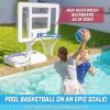 GoSports Splash Hoop Elite – Adjustable Height or Fixed Post – Pool Hoop Basketball Game with Water Weighted Base, Regulation Steel Rim and 2 Pool Basketballs(Elite Adjustable – White)
