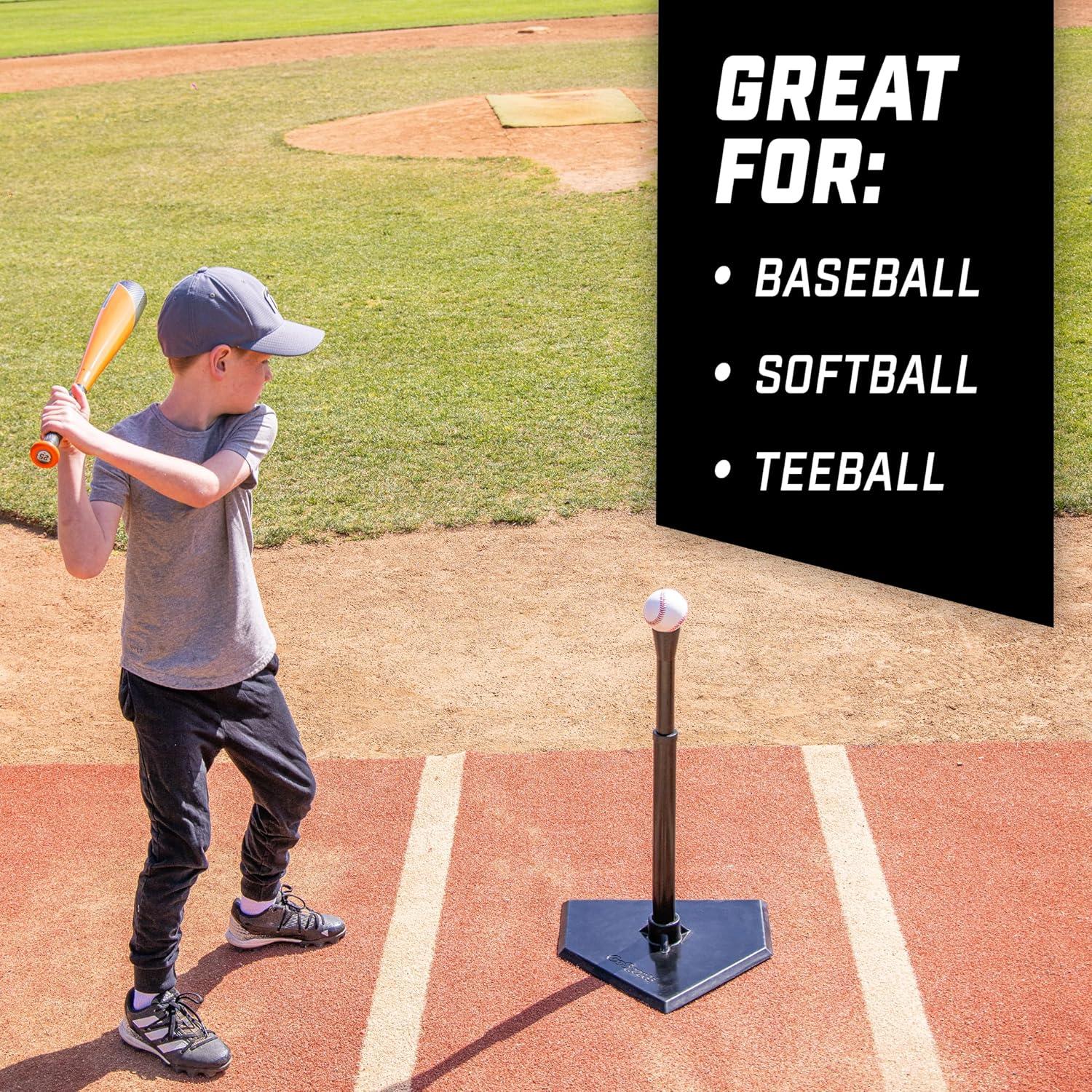 imageGoSports Baseball ampamp Softball Batting Tees Choose Jr or Standard Adjustable Rubber Hitting TeeJr Black