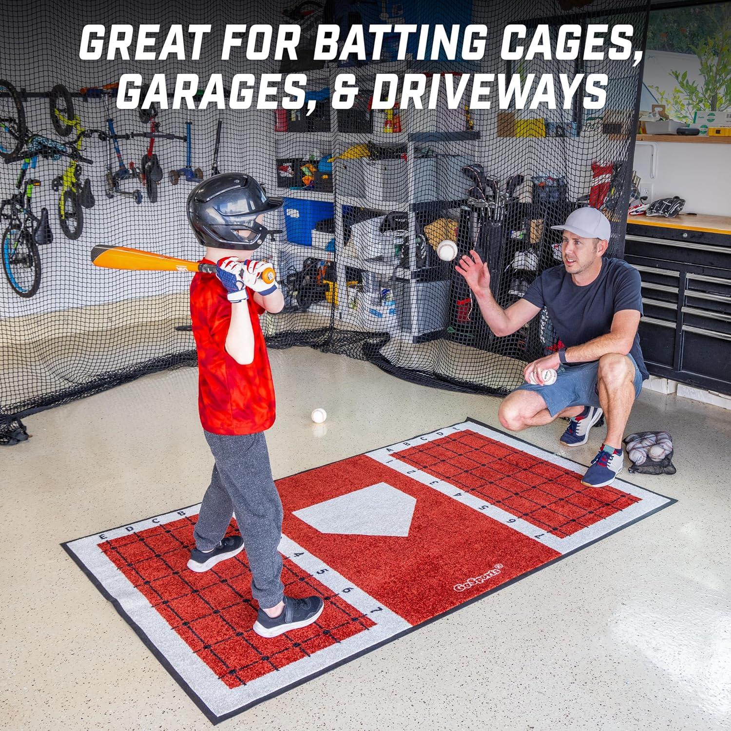 imageGoSports Baseball and Softball Hitting Mat with Batting Stance Alignment Guide 6 x 4 ft