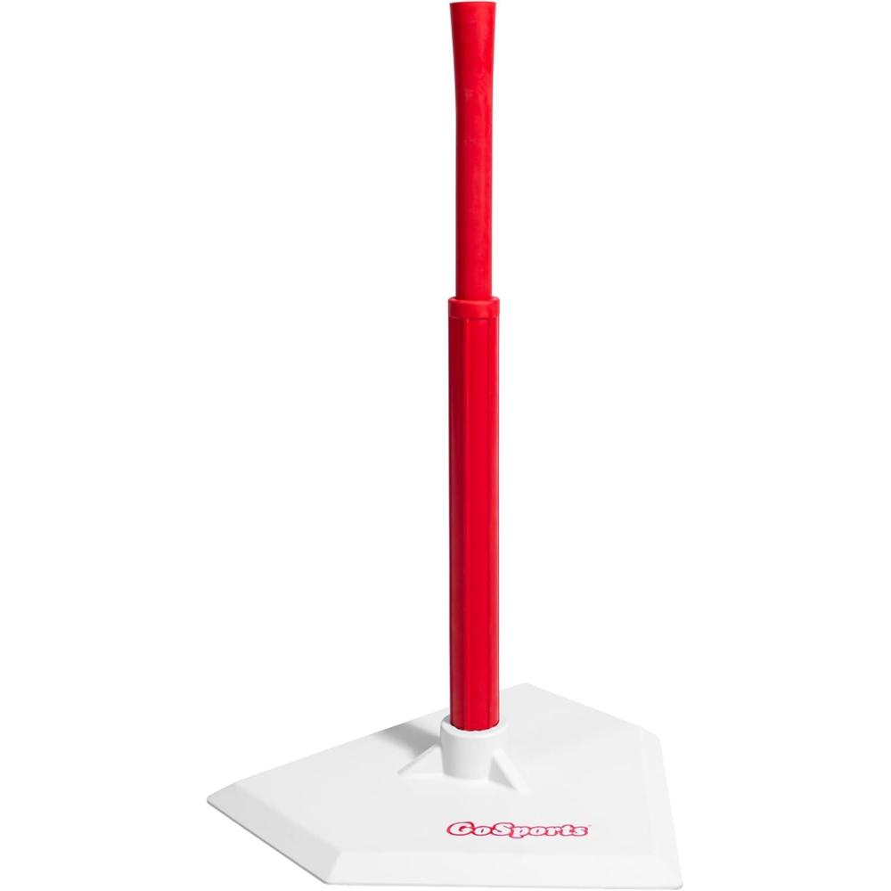 imageGoSports Baseball ampamp Softball Batting Tees Choose Jr or Standard Adjustable Rubber Hitting TeeStandard Red