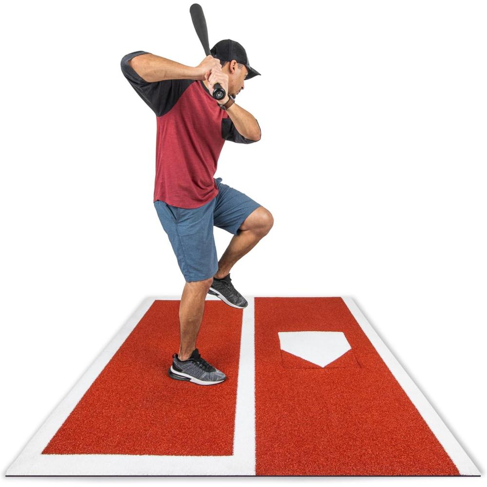 imageGoSports BaseballSoftball Turf Batting Mat  6 ft x 55 ft Switch Hitting Design with Reversible Home Plate