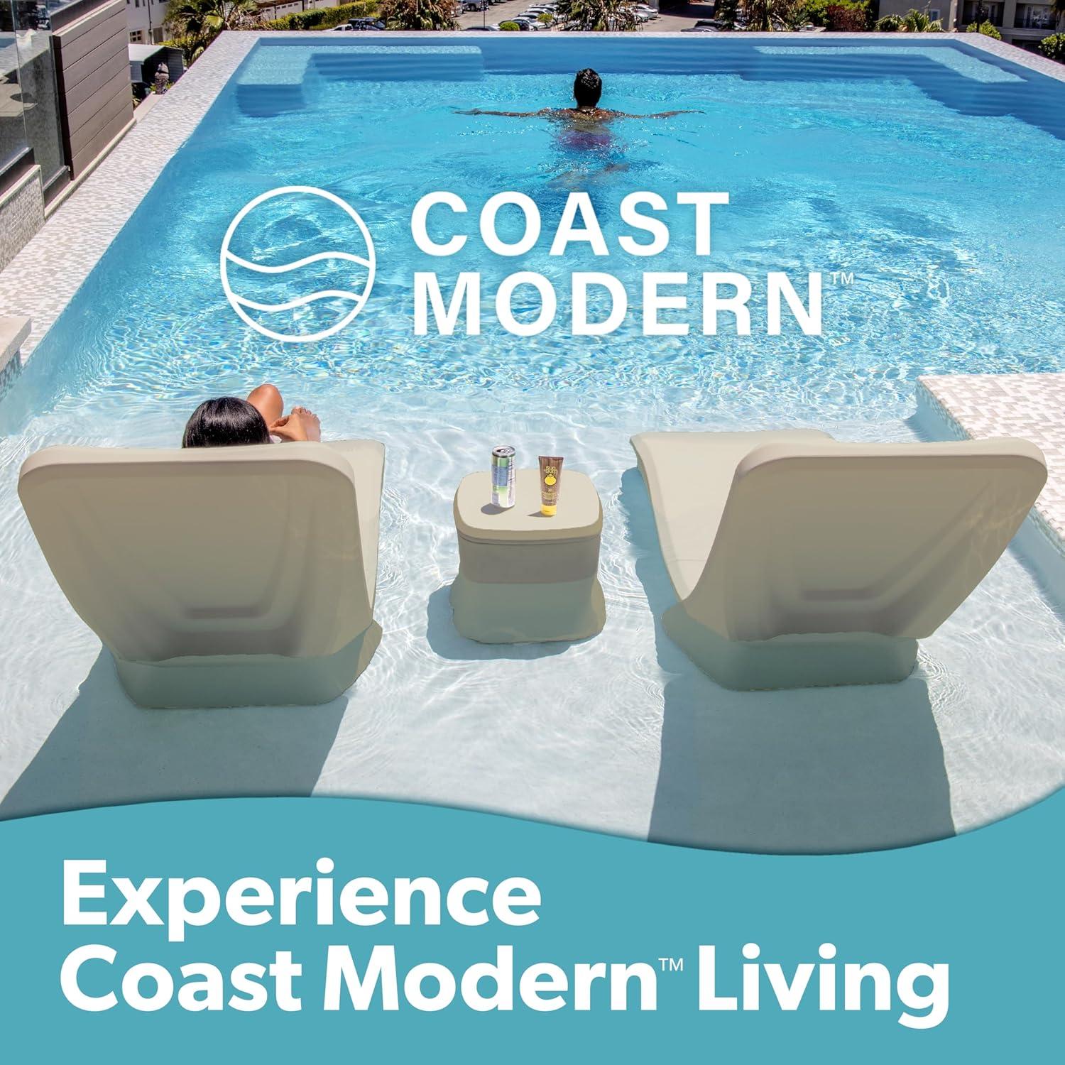 imageGoSports Coast Modern in Pool Lounge Chair Waterproof ampamp Weighted Chaise Lounger Outdoor Pool Furniture for Patio or in Baja Shelf SandLounge Chair