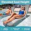 GoSports Coast Modern in Pool Lounge Chair – Waterproof & Weighted Chaise Lounger – Outdoor Pool Furniture for Patio or in Baja Shelf – Gray(Riser Kit)