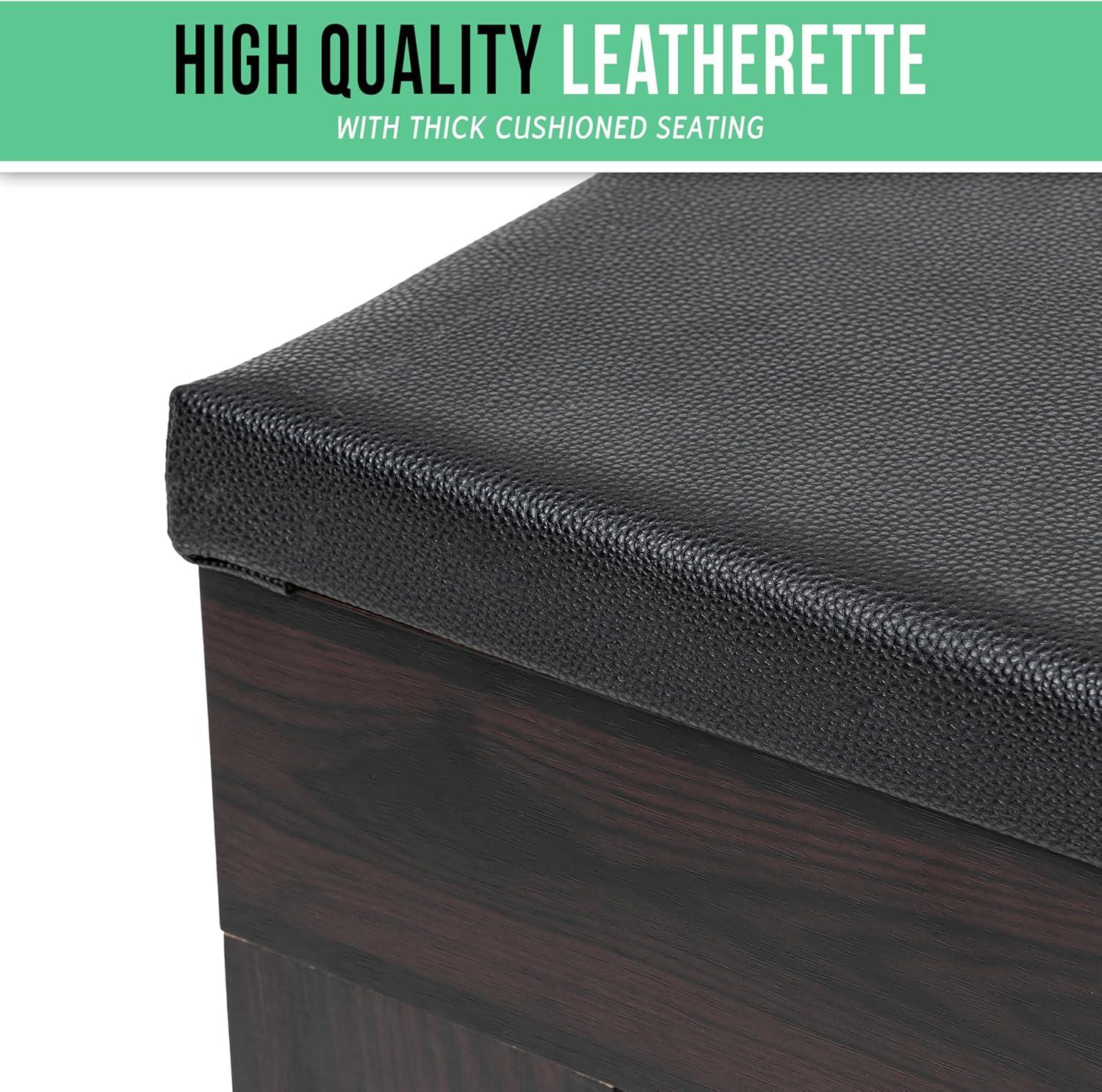 imageGoSports 3 in 1 Pool Dining ampamp Table Tennis Combo Table and Storage Benches 7 ft or 8 ft Convertible Billiards and Table Tennis with AccessoriesDark Wood Bench