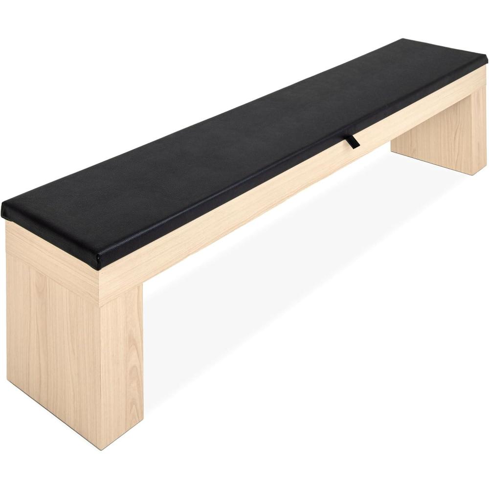 imageGoSports 3 in 1 Pool Dining ampamp Table Tennis Combo Table and Storage Benches 7 ft or 8 ft Convertible Billiards and Table Tennis with AccessoriesLight Wood Bench