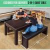 GoSports 3 in 1 Pool, Dining, & Table Tennis Combo Table and Storage Benches – 7 ft or 8 ft – Convertible Billiards and Table Tennis with Accessories(Dark Wood Bench)