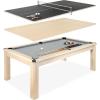 GoSports 3 in 1 Pool, Dining, & Table Tennis Combo Table and Storage Benches – 7 ft or 8 ft – Convertible Billiards and Table Tennis with Accessories(7 ft Light Birch Table)