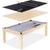 GoSports 3 in 1 Pool, Dining, & Table Tennis Combo Table and Storage Benches – 7 ft or 8 ft – Convertible Billiards and Table Tennis with Accessories(8 ft Light Birch Table)