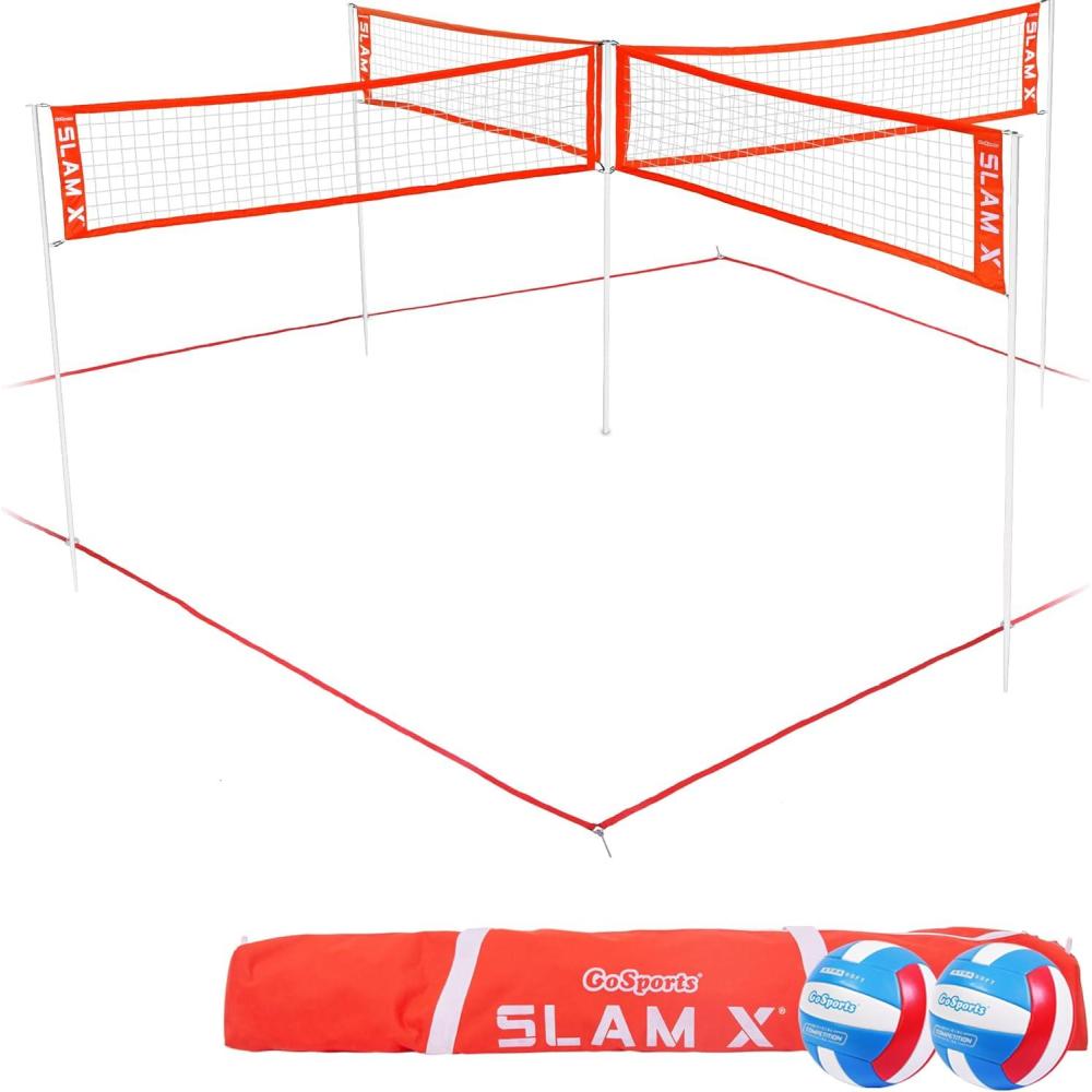 image:imageGoSports Slam X 4 Square Volleyball Game Set  14 ft or 21 ft  Ultimate Backyard amp Beach Game for All Skill Levels21 x 21 ft