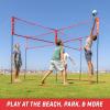 GoSports Slam X 4 Square Volleyball Game Set – 14 ft or 21 ft – Ultimate Backyard & Beach Game for All Skill Levels(14 x 14 ft)