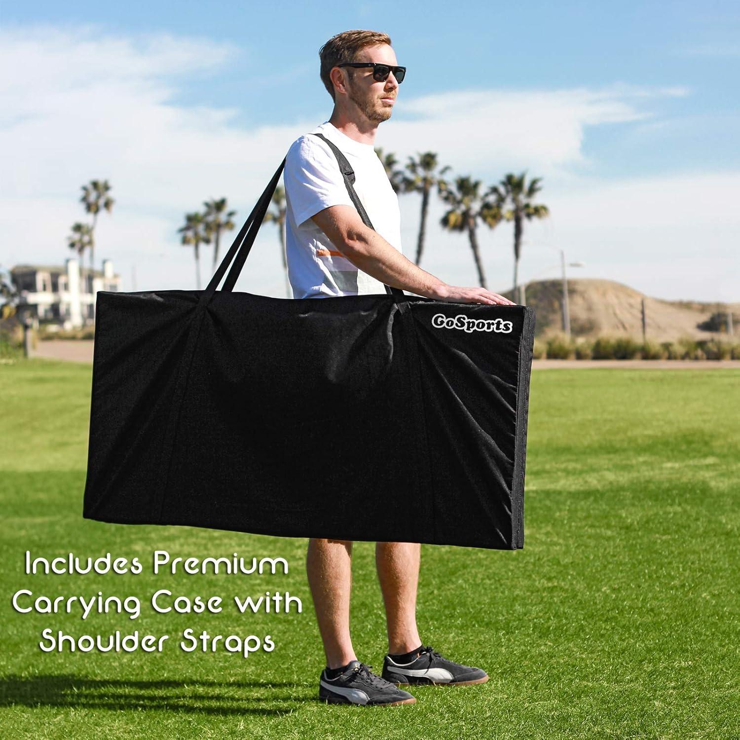 image:imageGoSports Bamboo Cornhole Toss Game Set with 8 Bean Bags amp Carrying Case Choose Regulation or Tailgate Size BoardsRegulation Size 4ft x 2ft