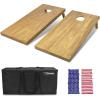 GoSports 4 ft x 2 ft Regulation Size Wooden Cornhole Boards Set with Light Brown Finish – Includes Carrying Case (Choose Your Colors)(American Stars & Stripes)