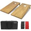 GoSports 4 ft x 2 ft Regulation Size Wooden Cornhole Boards Set with Light Brown Finish – Includes Carrying Case (Choose Your Colors)(Black & Red)
