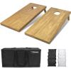 GoSports 4 ft x 2 ft Regulation Size Wooden Cornhole Boards Set with Light Brown Finish – Includes Carrying Case (Choose Your Colors)(Black & White)