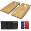 GoSports 4 ft x 2 ft Regulation Size Wooden Cornhole Boards Set with Light Brown Finish – Includes Carrying Case (Choose Your Colors)(Navy Blue & Red)