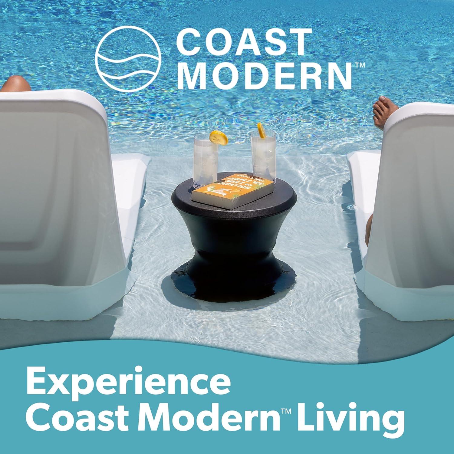 image:imageCoast Modern Outdoor Side Table Lounger Table for Inside Pool or on Patio AllWeather Furniture for Sun Shelf Up to 15 GrayBlack