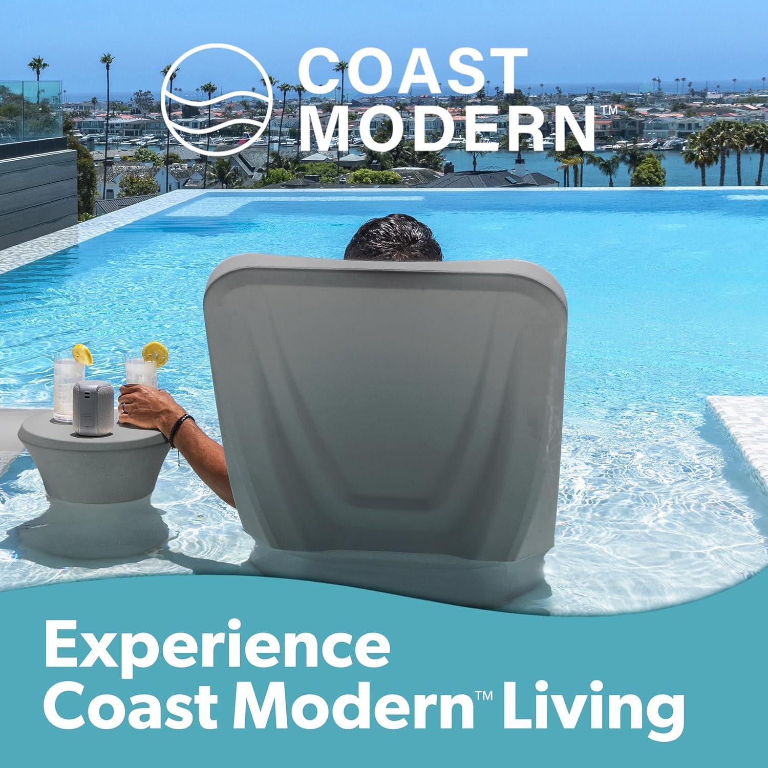 image:imageCoast Modern Outdoor Side Table Lounger Table for Inside Pool or on Patio AllWeather Furniture for Sun Shelf Up to 15 GrayGrey