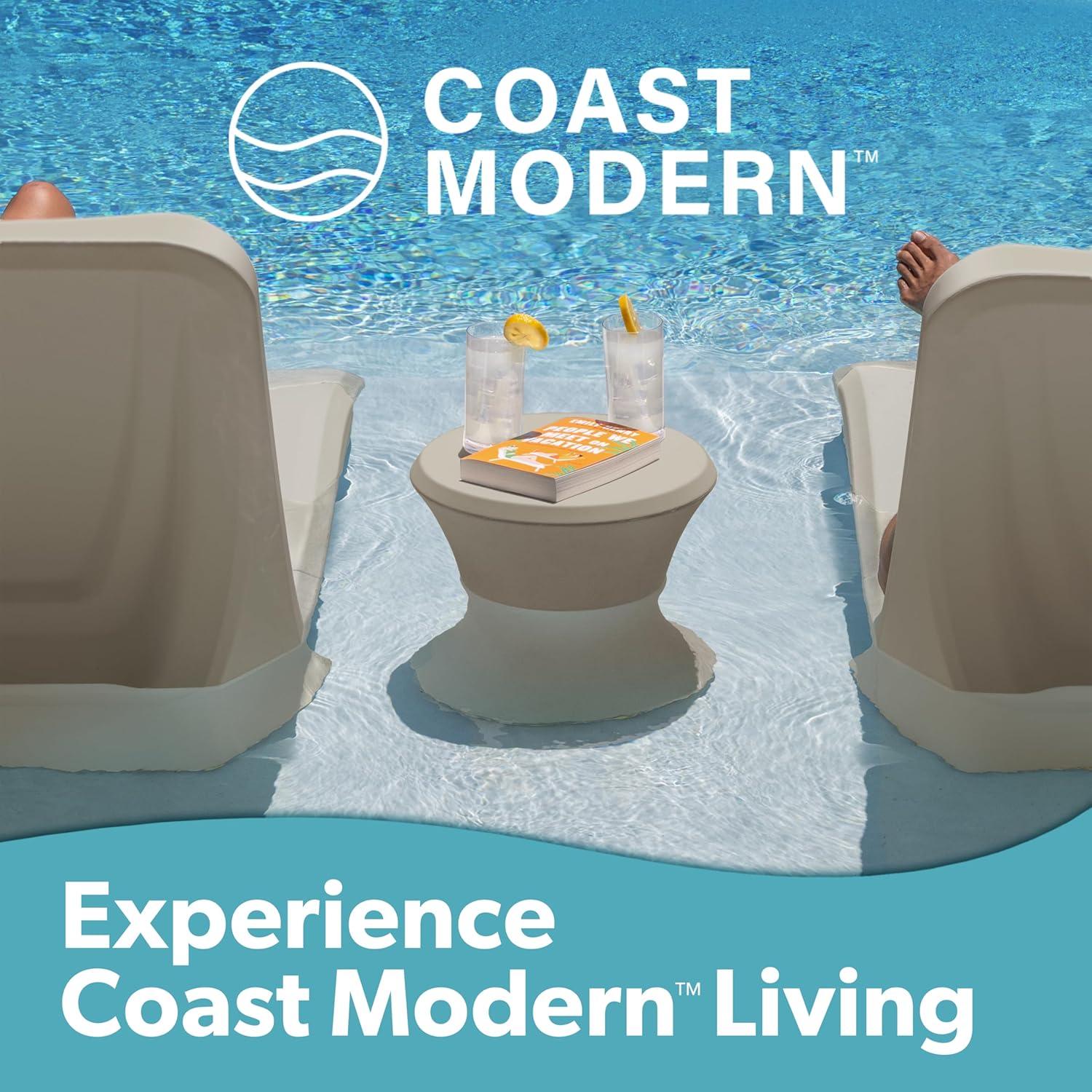 image:imageCoast Modern Outdoor Side Table Lounger Table for Inside Pool or on Patio AllWeather Furniture for Sun Shelf Up to 15 GraySand