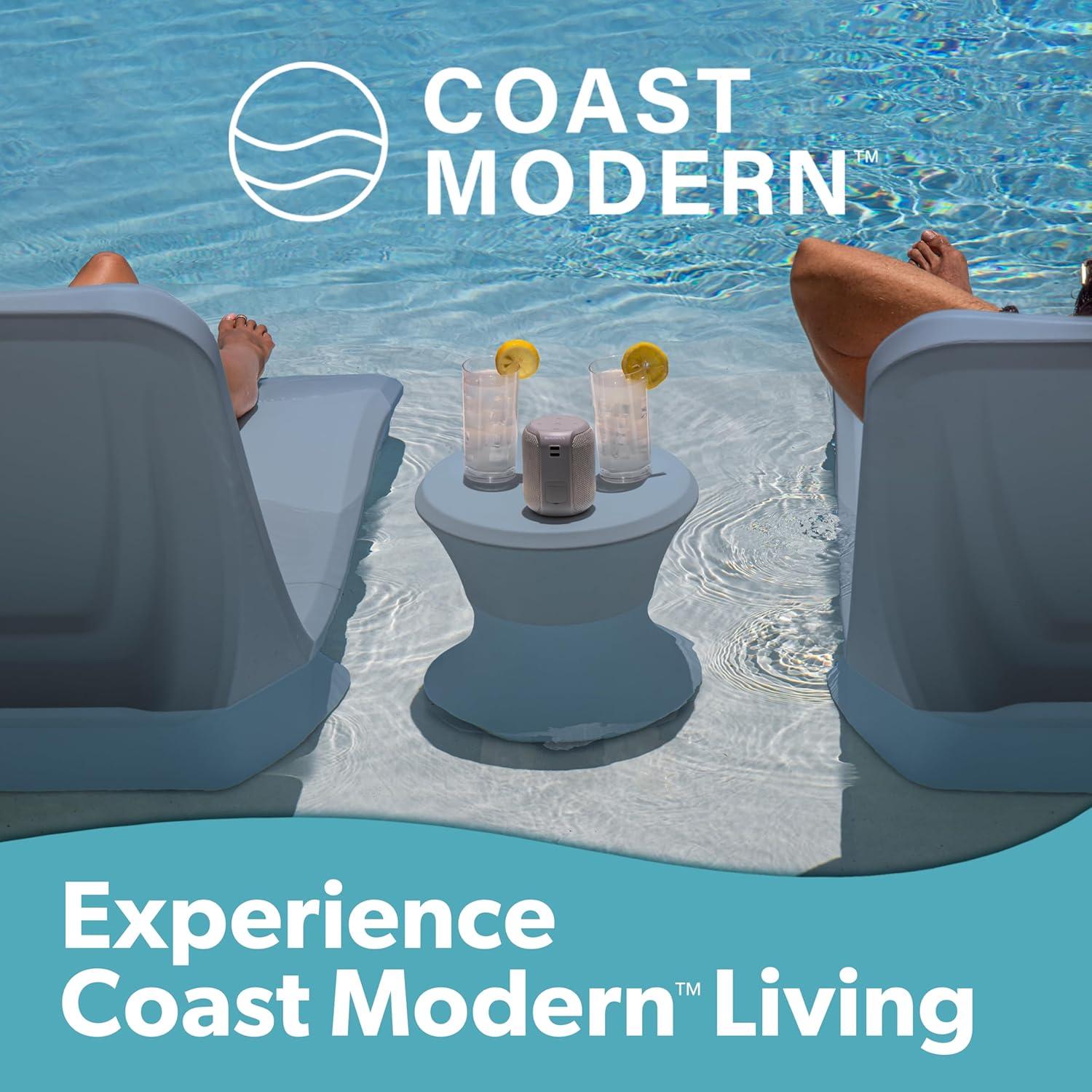 image:imageCoast Modern Outdoor Side Table Lounger Table for Inside Pool or on Patio AllWeather Furniture for Sun Shelf Up to 15 GrayStone Blue