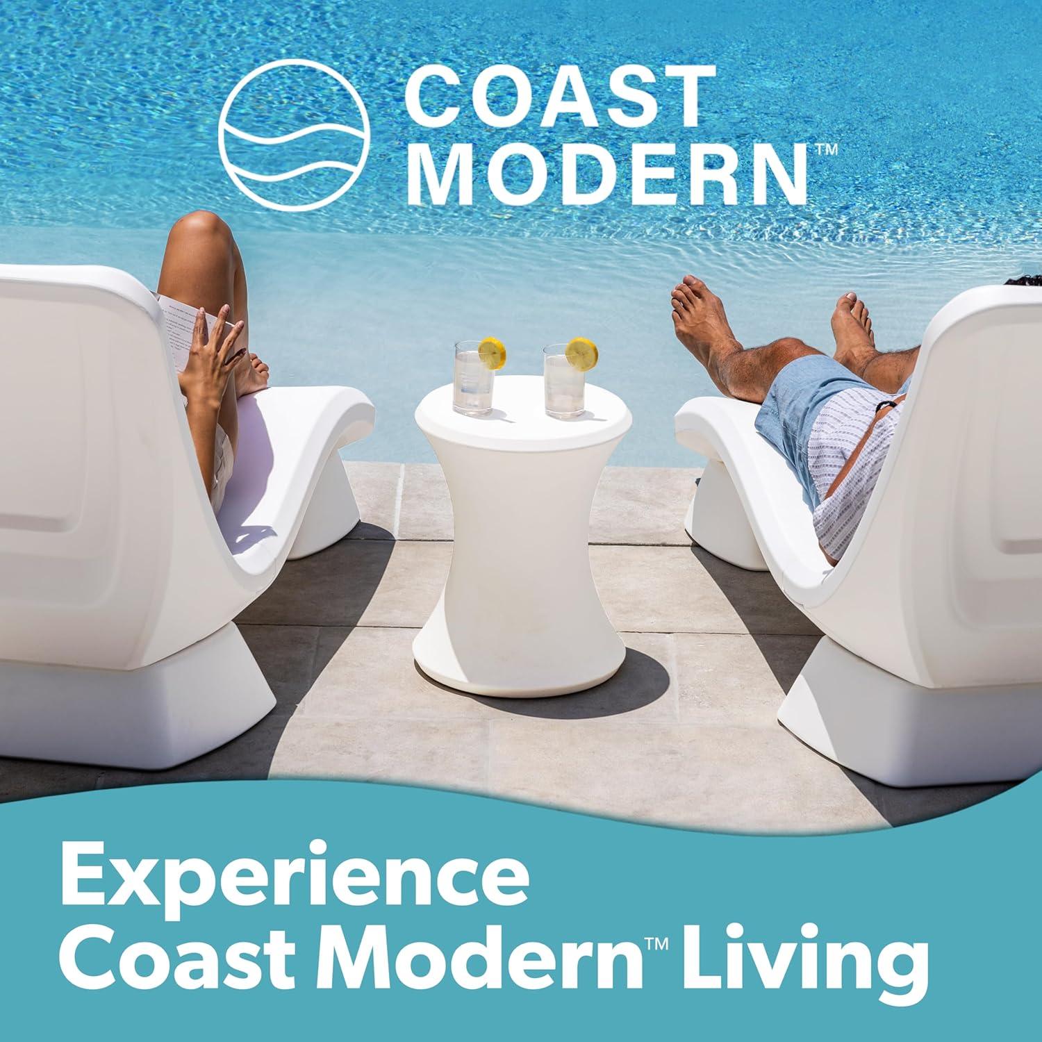 image:imageCoast Modern Outdoor Side Table Lounger Table for Inside Pool or on Patio AllWeather Furniture for Sun Shelf Up to 15 GrayWhite