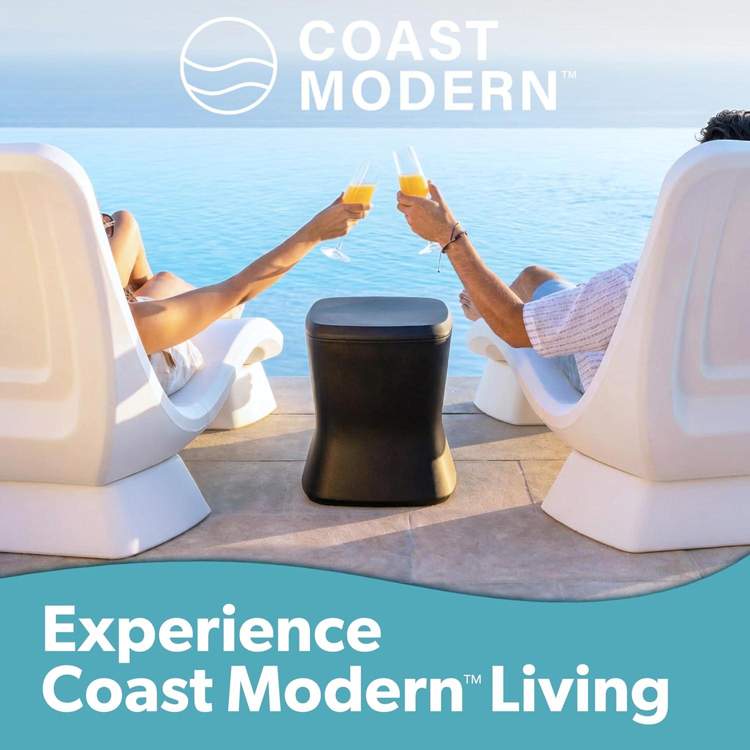 image:imageCoast Modern Outdoor Side Table Cooler 2 in 1 Patio Decor Storage Table amp Ice Chest 25 QT White Gray Sand Stone Blue BlackBlack