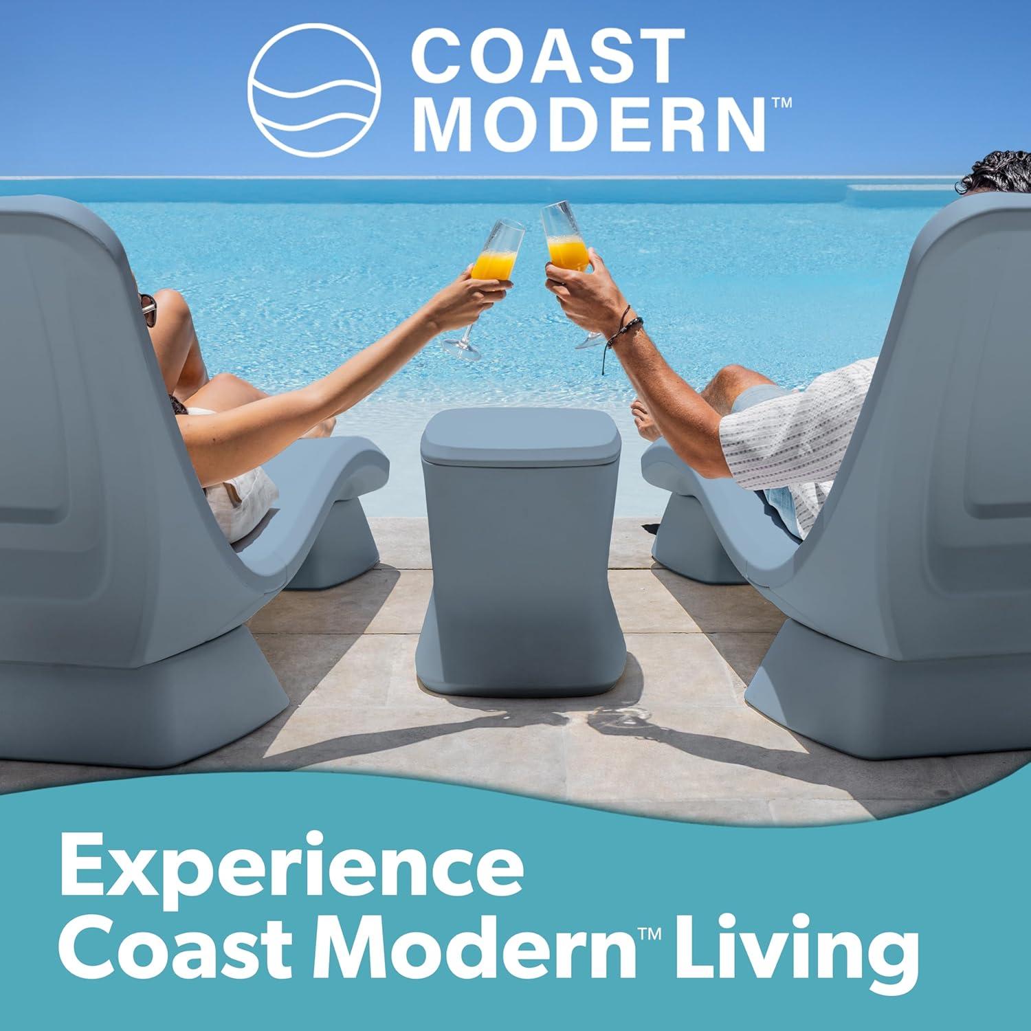 image:imageCoast Modern Outdoor Side Table Cooler 2 in 1 Patio Decor Storage Table amp Ice Chest 25 QT White Gray Sand Stone Blue BlackStone Blue