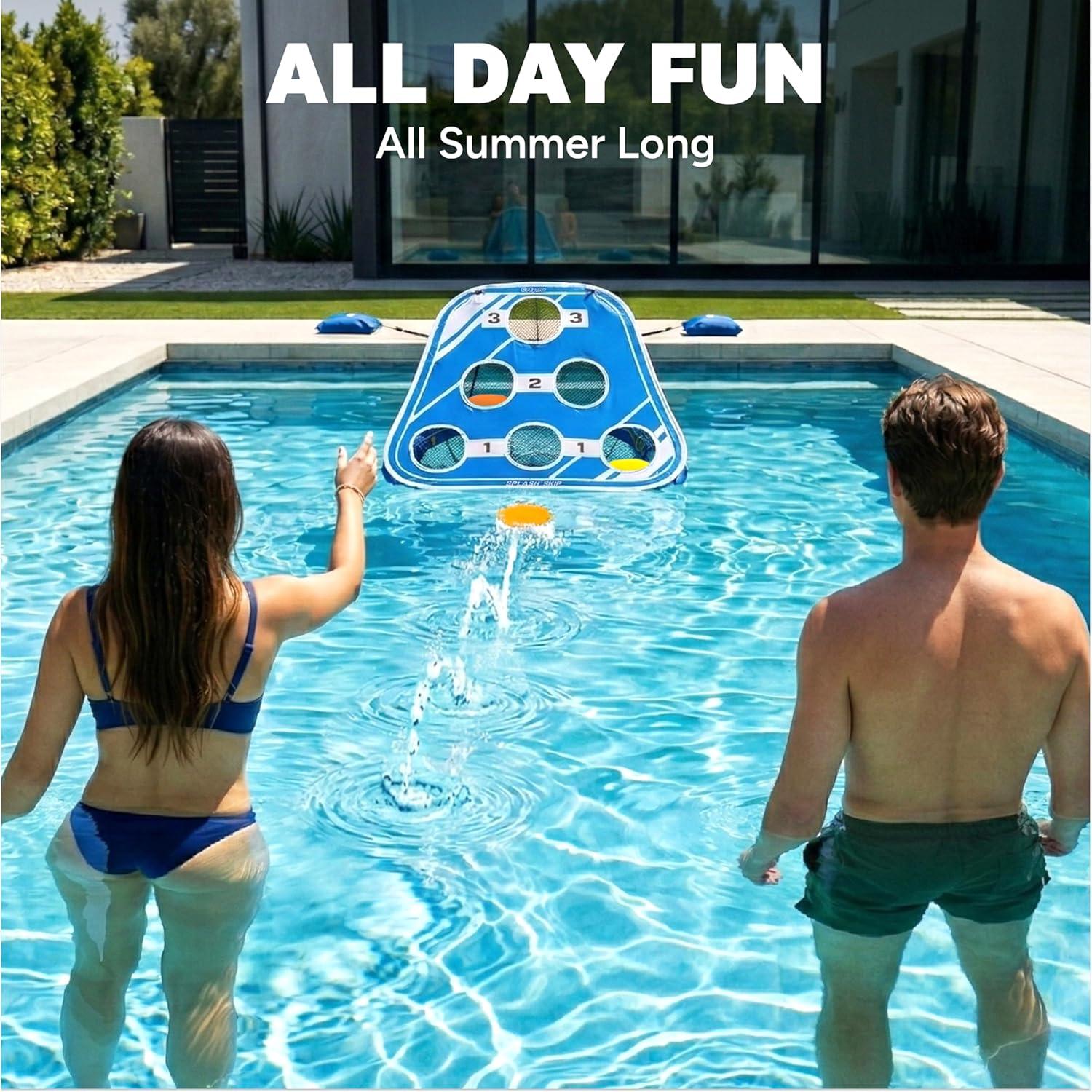 image:imageGoSports Splash Skip Floating Pool Cornhole Game Stone Skipping Swimming Pool Game for Adults amp Family Water Cornhole Game for Pools amp Lakes
