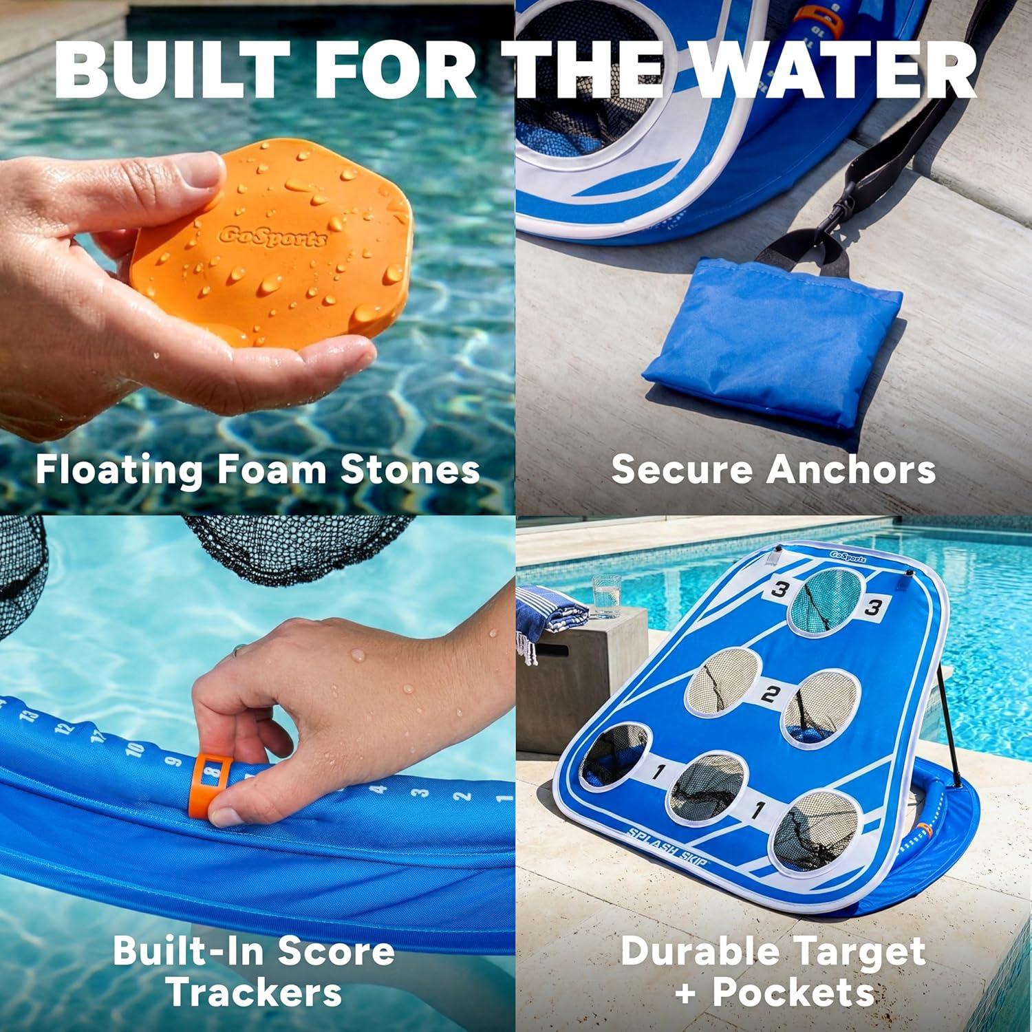 image:imageGoSports Splash Skip Floating Pool Cornhole Game Stone Skipping Swimming Pool Game for Adults amp Family Water Cornhole Game for Pools amp Lakes