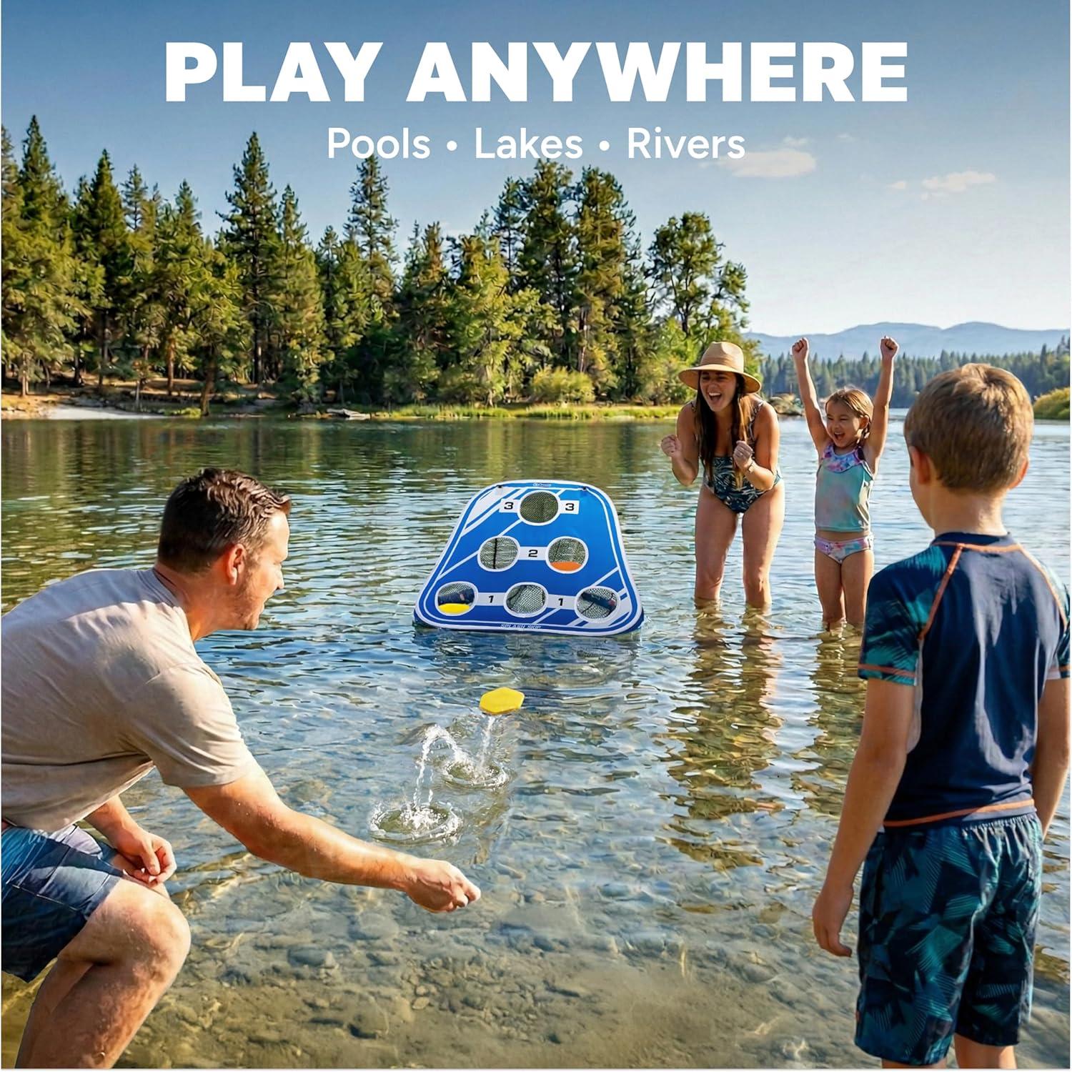 image:imageGoSports Splash Skip Floating Pool Cornhole Game Stone Skipping Swimming Pool Game for Adults amp Family Water Cornhole Game for Pools amp Lakes