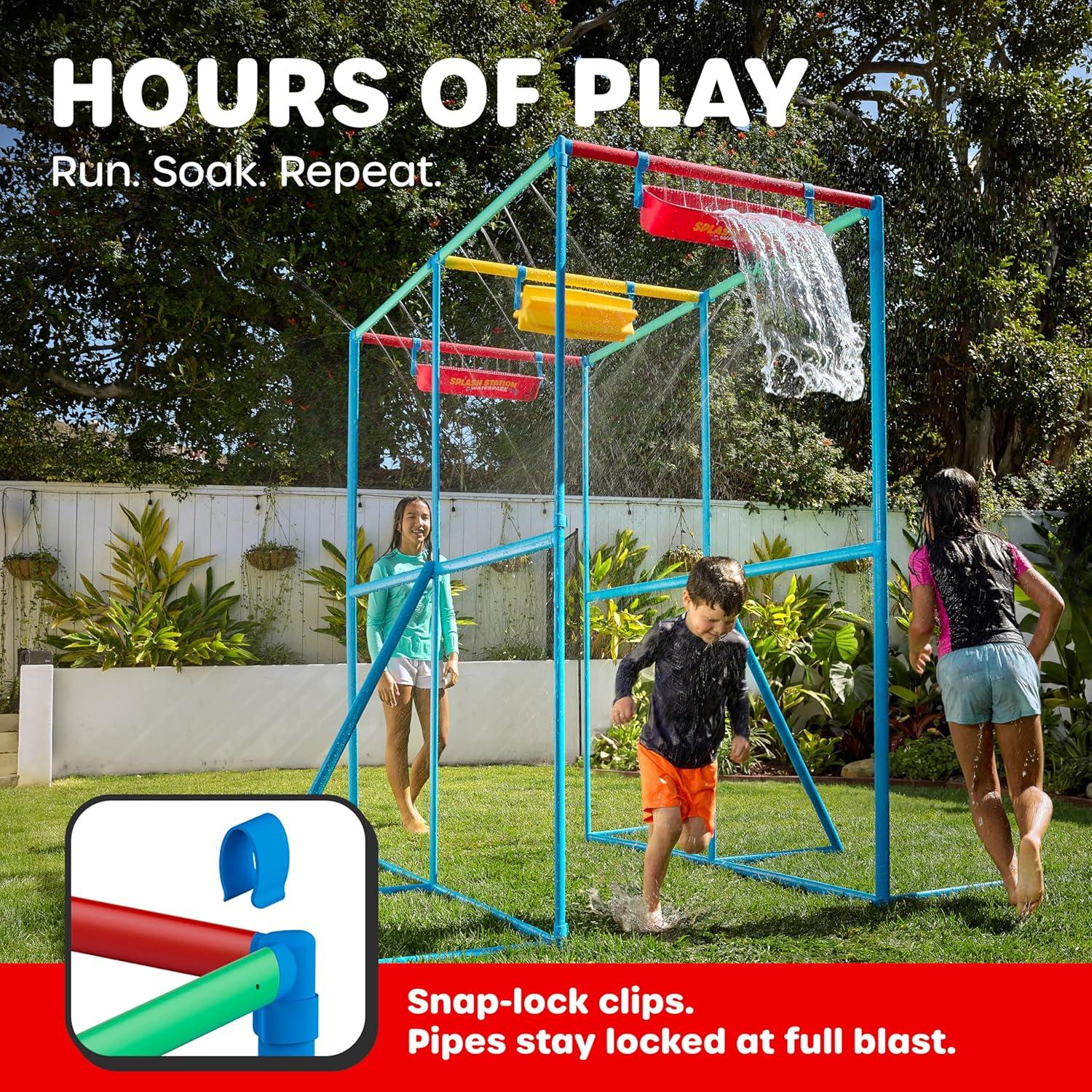 image:imageGoSports Splash Station Waterpark XL Backyard Water Park for Kids Outdoor Water Play Equipment with Sprinklers amp Buckets
