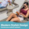 Coast Modern Outdoor Side Table – Lounger Table for Inside Pool or on Patio – All-Weather Furniture for Sun Shelf Up to 15″ – Gray(Sand)
