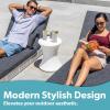 Coast Modern Outdoor Side Table – Lounger Table for Inside Pool or on Patio – All-Weather Furniture for Sun Shelf Up to 15″ – Gray(White)