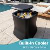 Coast Modern Outdoor Side Table Cooler- 2 in 1 Patio Decor Storage Table & Ice Chest – 25 QT – White, Gray, Sand, Stone Blue, Black(Black)