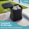 Coast Modern Outdoor Side Table Cooler- 2 in 1 Patio Decor Storage Table & Ice Chest – 25 QT – White, Gray, Sand, Stone Blue, Black(Black)
