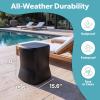 Coast Modern Outdoor Side Table Cooler- 2 in 1 Patio Decor Storage Table & Ice Chest – 25 QT – White, Gray, Sand, Stone Blue, Black(Black)