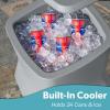Coast Modern Outdoor Side Table Cooler- 2 in 1 Patio Decor Storage Table & Ice Chest – 25 QT – White, Gray, Sand, Stone Blue, Black(Grey)