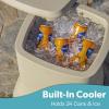 Coast Modern Outdoor Side Table Cooler- 2 in 1 Patio Decor Storage Table & Ice Chest – 25 QT – White, Gray, Sand, Stone Blue, Black(Sand)