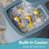 Coast Modern Outdoor Side Table Cooler- 2 in 1 Patio Decor Storage Table & Ice Chest – 25 QT – White, Gray, Sand, Stone Blue, Black(Stone Blue)