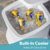 Coast Modern Outdoor Side Table Cooler- 2 in 1 Patio Decor Storage Table & Ice Chest – 25 QT – White, Gray, Sand, Stone Blue, Black(White)