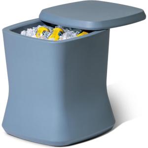 Coast Modern Outdoor Side Table Cooler- 2 in 1 Patio Decor Storage Table & Ice Chest – 25 QT – White, Gray, Sand, Stone Blue, Black(Stone Blue)
